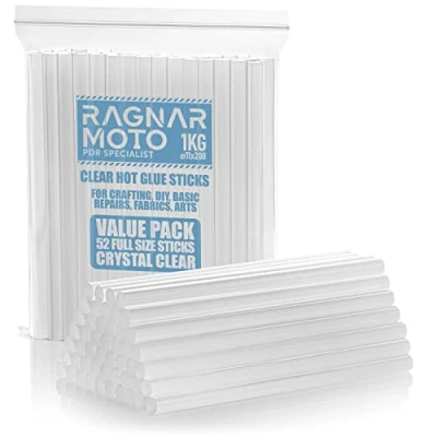 Imagen de Ragnar Moto Pegamento Termofusible 1 kg, Barra de Fuerte Transparente, Ø 11 x 200 mm, Acerca 52 Barras Recambiables para Pistola