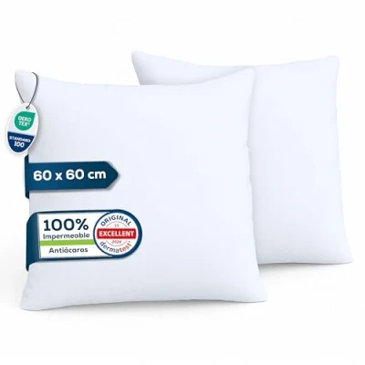 Imagen de Sensalou Protector de Almohada Juego 2 Fundas Protectoras Impermeables 60x60cm