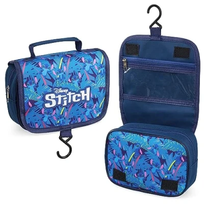 Imagen de Disney Stitch Bolsa Neceser Mujer Minnie Mouse Maquillaje para Viaje y Accesorios Lilo Regalo Niña Chica Adolescente (Azul Stitch)