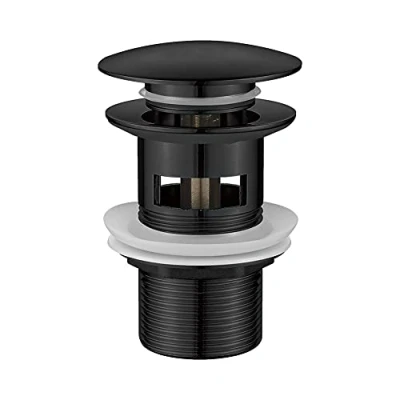 Imagen de Ibergrif M20502B Click Clack Desagüe Lavabo Universal con Rebosadero, Válvula Tapon para Bidés, Negro