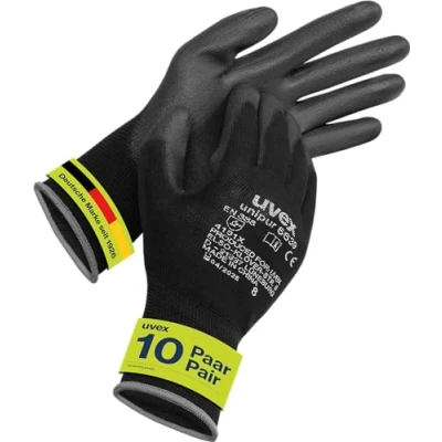 Imagen de Uvex 10 pares de Guantes trabajo Unipur 6639 con recubrimiento PU protección mecánica EN 388 Talla 06/XS