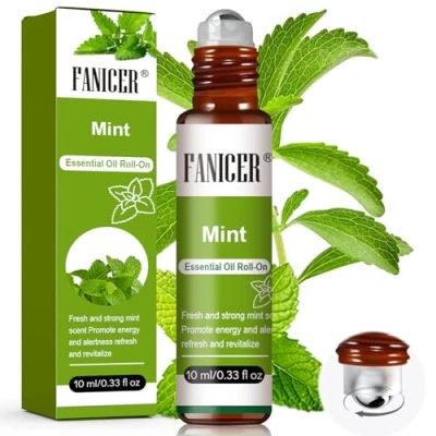 Imagen de Roll On Aceite Esencia, Esencial para Aromaterapia, Regalo de Perfume, Aliviar el estrés y relajar cuerpo la mente, Se puede llevar consigo, Menta, 10ML