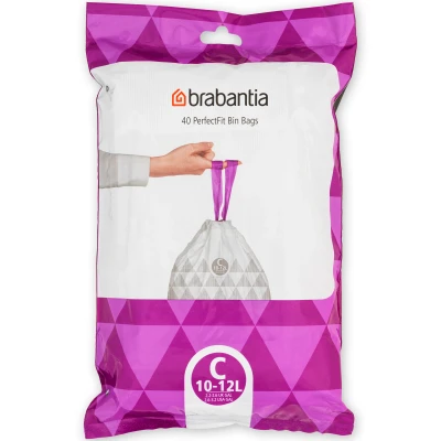 Imagen de Brabantia Bolsas de Basura PerfectFit, Código C, 10 12L, Resistentes con cinta cierre, 40