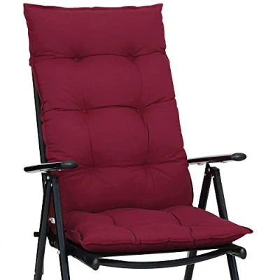 Imagen de Detex Set de 6 Cojines para Sillas Jardín con Respaldo Alto Rojo 129x53cm Almohadillas Asiento
