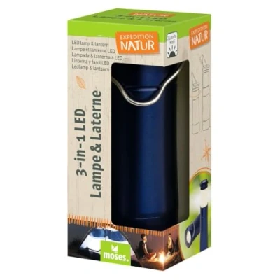 Imagen de moses. Luz LED de camping para niños, expedición natural, lámpara 2 en 1 y linterna, linterna portátil camping, senderismo o con gancho metal colgar, juguetes, 9853,