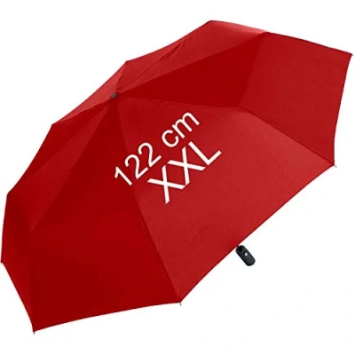 Imagen de Paraguas plegable XXL con apertura automática Clase completa 122 cm techo grande, Rojo oscuro, cm, de bolsillo