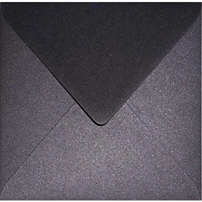 Imagen de Netuno 100 sobres cuadrados nacarados negros cobres DIN K4 153x153mm 120g Aster Metallic Black Copper solapa engomada puntiaguda sin ventana para invitaciones boda Navidad tarjetas bricolaje bautizo
