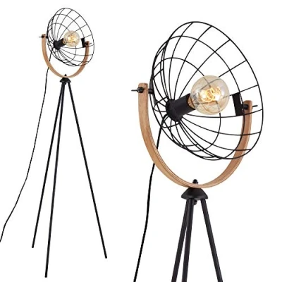 Imagen de Briloner Leuchten 1385 015 Lámpara de pie (1 bombilla E27, máx. 40 W, incluye interruptor cable, 595 x 1490 mm), color negro
