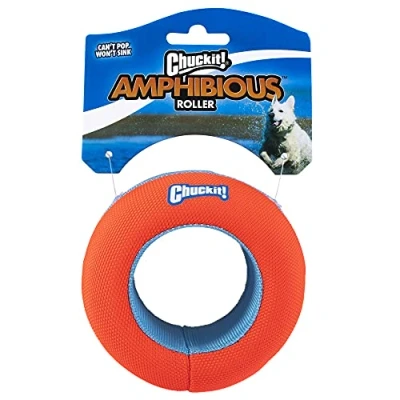 Imagen de Chuckit! Amphibious Roller Juguete para proseguir Perros insumergible, Flota en la Superficie del Agua Rueda Juegos de Tamaño Unico Diametro 10 cm