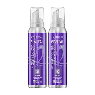 Imagen de L&#039;Oréal Paris Elvital Styliste Fijador de espuma, volumen XXL y efecto antipinchazos, sujeción ultra fuerte, sin parabenos, colágeno fijo, 150 ml