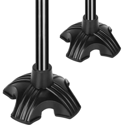 Imagen de supregear 2 Paquete Puntas de Bastón, Cuádruple Soporte Goma Antideslizante Self Standing 4 Punto Punta Bastón Repuesto para 19 mm Diámetro Marcha Estándar Plegable Accesorio