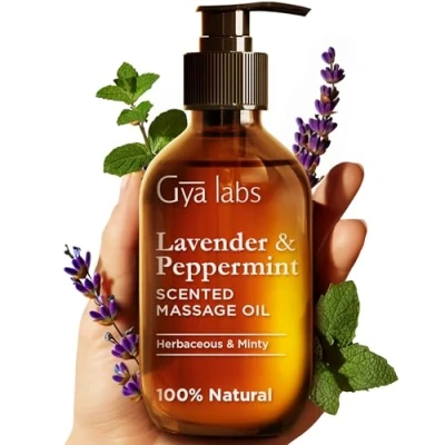 Imagen de Gya Labs Aceites de masaje lavanda y menta para terapia masaje, músculos piel Elaborados con jojoba, argán, girasol, almendras dulces vitamina E (200 ml)