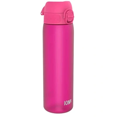 Imagen de Ion8 Botella Agua, 500ml, a Prueba de Fugas, Fácil Abrir, Cerradura Segura, Apta para Lavavajillas, Sin BPA, Asa Transporte, Limpiar, Neutro en Carbono, Rosa