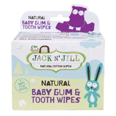 Imagen de Jack N&#039; Jill Kids Natural Baby Gum &amp; Tooth Cotton Wipes, Steam Sterilised Gently Textured, Cleanses Mouth Gums Before Emergence of Teeth, Safe From Birth 1 x 25 Pack