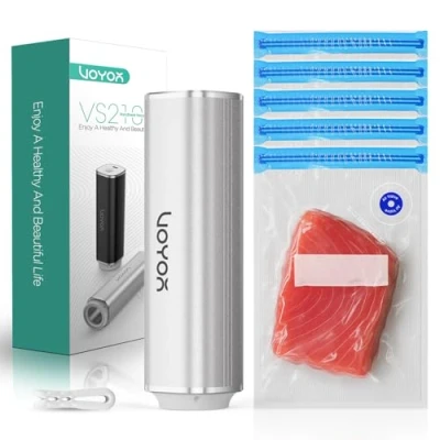 Imagen de VOYOR Envasadora al Vacío de Mano Traje 5 Bolsas Embasadoras Vacio Alimentos Portátil Fácil Operación Tipo C Carga Rápida la Batería Duradera Mini Máquina Envasar VS210(Plata)