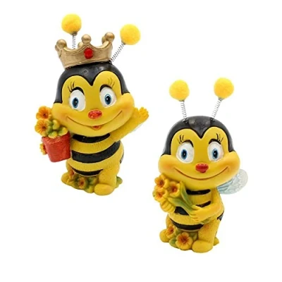 Imagen de Dekohelden24 Juego de 2 Figuras Decorativas con Flores para jardín, poliresina, tamaño: L/B/H Aprox. 5 x 9 cm