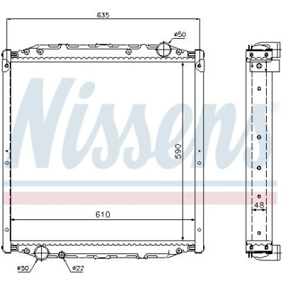 Imagen de NISSENS 62880A Radiador, refrigeración del motor Aluminio 590 610 48 con bastidor Aletas soldadas