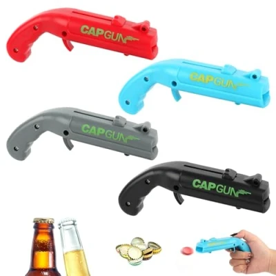 Imagen de NVIYAM 4PCS Abrebotellas, Abridor de Cerveza con Pistola, Cap Gun Botellas para Fiestas en Casa, Barbacoa al Aire Libre, Regalo Divertido
