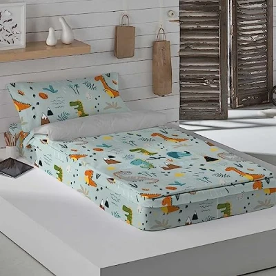 Imagen de COOL KIDS Saco Nórdico Sin Relleno Cama 90, 100% Algodón, Juego de 90x190/200 cm + 1 Funda Almohada 45x110, Saurus