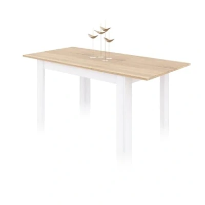 Imagen de duehome Mesa de Comedor Extensible, Rectangular, Modelo Danna, Acabado en Blanco Artik y Roble Canadian, Medidas: 140 190 cm (Largo) x 90 (Ancho) 78 (Alto)