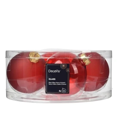 Imagen de Kaemingk bolas de Navidad cristal 8 cm, 4 unidades, mate y brillante, transparentes, grandes para árbol Navidad, adornos color