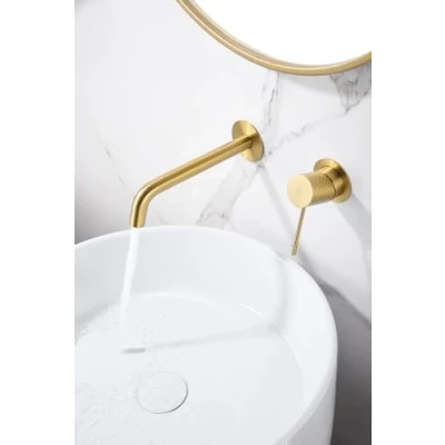Imagen de MICE Grifo monomando empotrado para lavabo hecho de latón agua Frio/Caliente Griferia empotrada baño lavamanos Oro Cepillado GLG053/OC