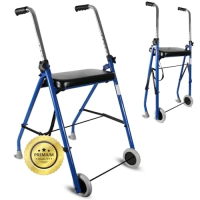 Imagen de OrtoPrime Andador para Ancianos ROLLATOR 2 Ruedas Andadores Adultos ORTOPÉDICO Tacataca Caminadores Mayores Con ASIENTO Personas PLEGABLE