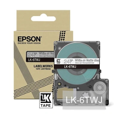 Imagen de Epson LabelWorks LK 6TWJ Cartucho de cinta etiquetado compatible con LW C610 Transparente mate/Blanco 24mm