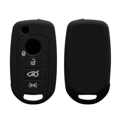 Imagen de kwmobile Funda Compatible con Fiat Llave de Coche Plegable 4 Botones Carcasa Protectora Silicona para Case en Negro