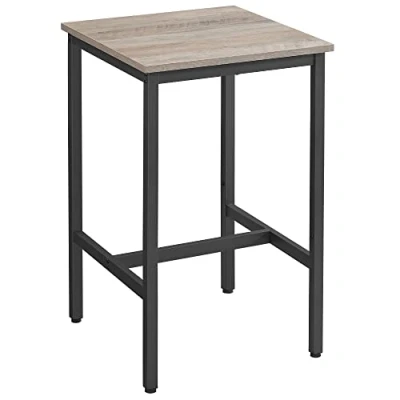 Imagen de VASAGLE Mesa Alta, de Bar Cuadrada, Marco Acero, 60 x 92 cm, Montaje Fácil, para Cocina, Salón, Estilo Industrial, Grege y Negro LBT025B02
