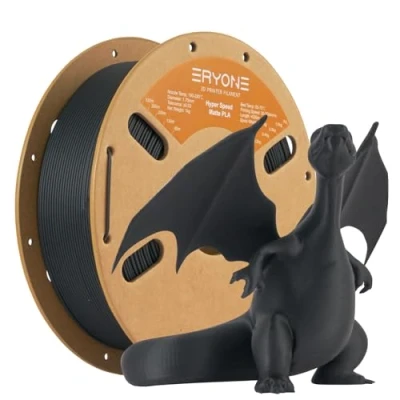 Imagen de ERYONE High Speed Matte Filament PLA 1.75mm +/ 0.03mm, 3D Printing Pro Fit Most FDM Printer, 1kg / Spool, Black
