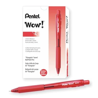 Imagen de Pentel BK440 A Bolígrafo (12 unidades, mecanismo de presión, zona agarre ergonómica), color rojo