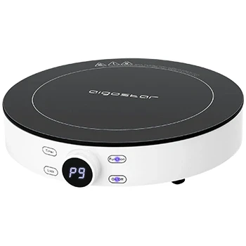Imagen de Aigostar Cookmate Placa induccion portatil, Vitroceramica portatil 2000W, Diseño redondo, 9 niveles de potencia, Temporizador, Apto para recipientes compatibles con inducción 12 26 cm