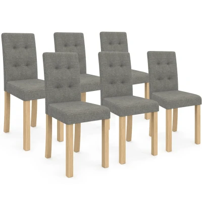 Imagen de IDMarket Juego de 6 sillas Polga tapizadas grises para comedor