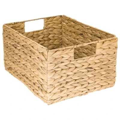 Imagen de HMF Cesta de almacenamiento plegable trenzada algas marinas jacinto agua, tamaño L, 36 x 28 20 cm