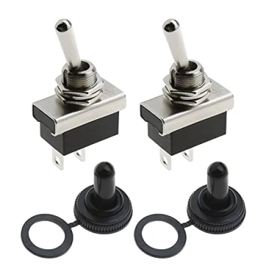 Imagen de 2 interruptores de palanca SPST pines terminales 12 V DC 25 A interruptor basculante con cubierta impermeable tapa maletero para automoción eléctrica