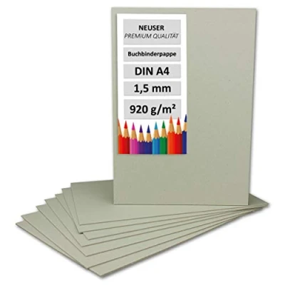 Imagen de 10x Cartón de encuadernación Format: A4 grosor: 1,5 mm (0,15 cm) Gramaje: 920 g/m² Dimensiones: 29,7 x 21 cm color: Gris marrón para manualidades, maquetismo,