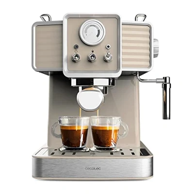 Imagen de Cecotec Cafetera Express Power Espresso 20 Tradizionale Light Beige. 1350 W, y Cappucicno, Bares Thermoblock, Vaporizador, Manómetro, Diseño Vintage, Capacidad 1,5 Litros