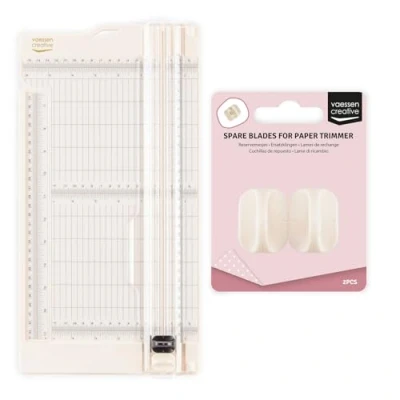 Imagen de Vaessen Creative Cortador de papel con tabla plegado, color marfil, 15,2 x 30,5 cm, 2 en 1 para álbumes recortes, tarjetas, manualidades y proyectos papel, incluye cuchillas repuesto,