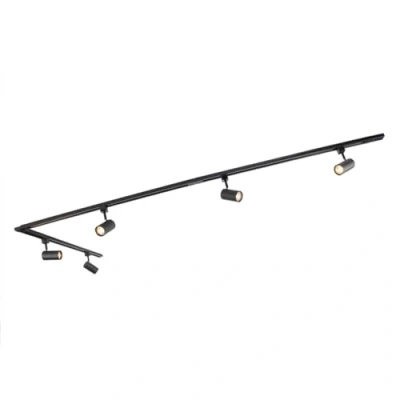 Imagen de QAZQA Sistema De Riel Moderno Negro Con 5 Focos Monofásico Jeana Acero Alargada Adecuado Para LED Max. X 50 Watt