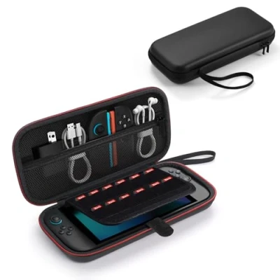 Imagen de BYDIFFER Funda para Nintendo Switch 2, Estuche de Transporte con 12 Cartuchos Juego, Protector Viaje Consola 2 y Accesorios 2025, Negro