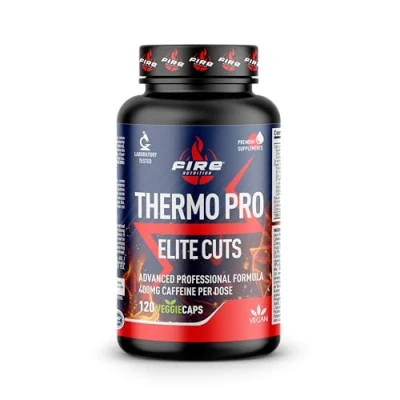 Imagen de Fire Nutrition Elite Cuts Thermo Pro 120 Vegan Caps Advanced Professional Formula 400 mg Cafeina por dosis Potente Quemagrasas Termogenico
