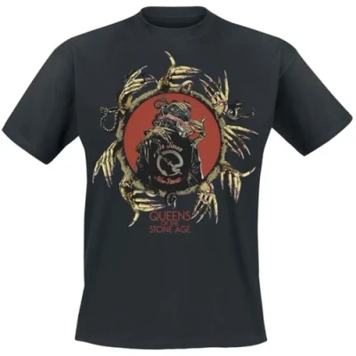 Imagen de Queens Of The Stone Age In Times New Roman Neon Sacrilege Hombre Camiseta Negro M