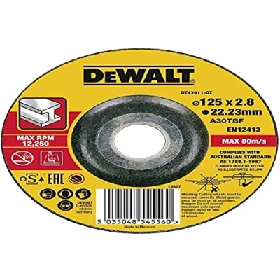 Imagen de DEWALT DT43911 QZ Disco de corte concavo para metal con grano profesional óxido alumínio 125 x 2.8 22.23 mm