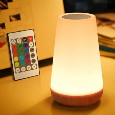 Imagen de HOOMOOZ Lámparas de Mesita Noche, 13 Colores y 3 Modos Luz Regulables, 1800mAh USB Recargable, Control Táctil Remoto, con Temporizador, Nocturna para Camping Dormitorio Salón