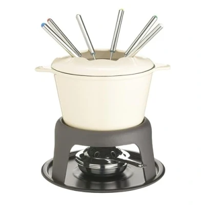 Imagen de MasterClass Set de Fondue Hierro Fundido para Chocolate, Queso, Carne, Color Crema, 21 x 18 cm, 1