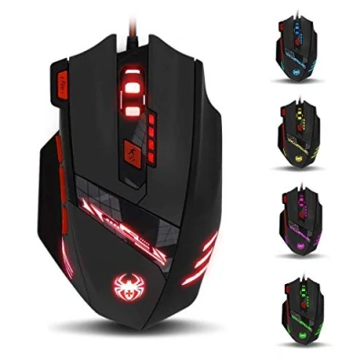 Imagen de zelotes T90 Ratón Gaming con Cable, 9200 dpi Iluminación Personalizable, 8 Botones Programables, Raton Cable USB para PC, Laptop, MacBook Negro