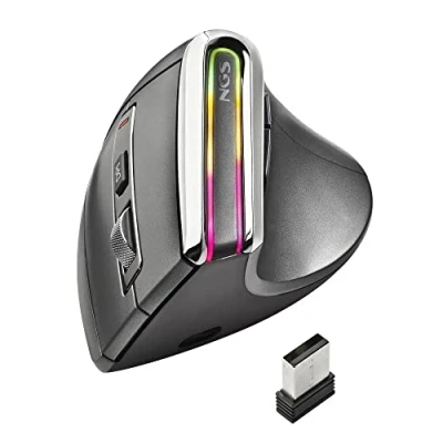 Imagen de Ratón Ngs Evo Karma Ergonómico Vertical, Inalámbrico, Con Conexión Multimodo Y Luces Led. Silencioso