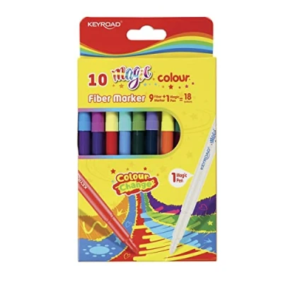 Imagen de KeyRoad Rotuladores de fieltro escolar Magic Colour / 9 unidades y 1 unidad = 18 colores/rotuladores/con agujero para colgar/adultos niños/perfecto trabajos escolares/seguro niños