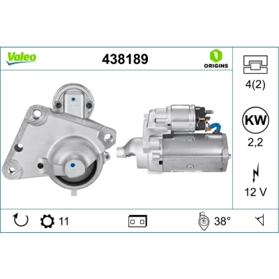 Imagen de VALEO NEW ORIGINAL PART 438189 Motor de arranque 12 2,2 11 PEUGEOT: Partner II Tepee, 206 Hatchback, 307 SW, CITROËN: Berlingo